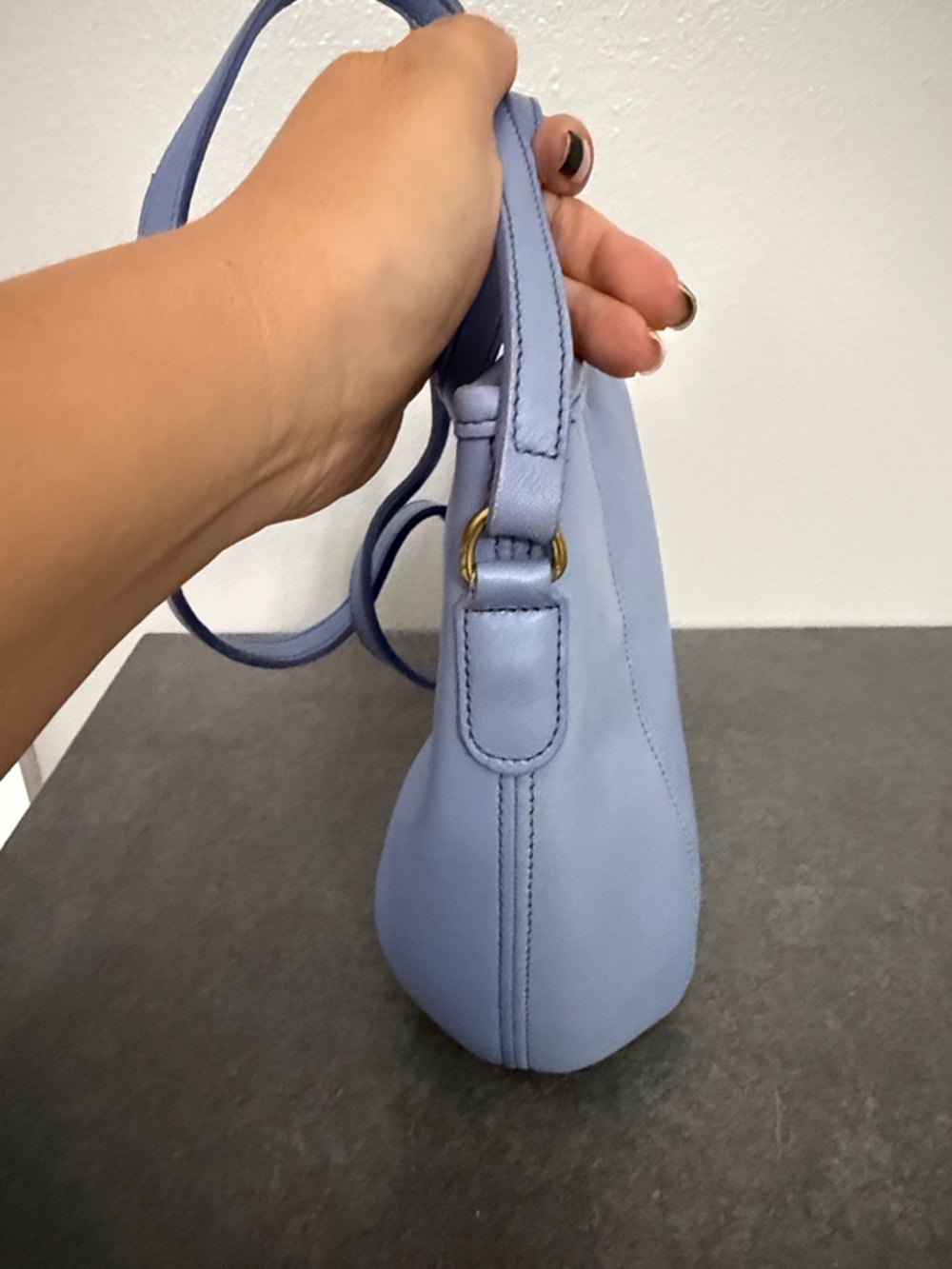 Coach Light Blue Leather framed Crossbody Bag with Gold Hardware - Picture 12 of 13